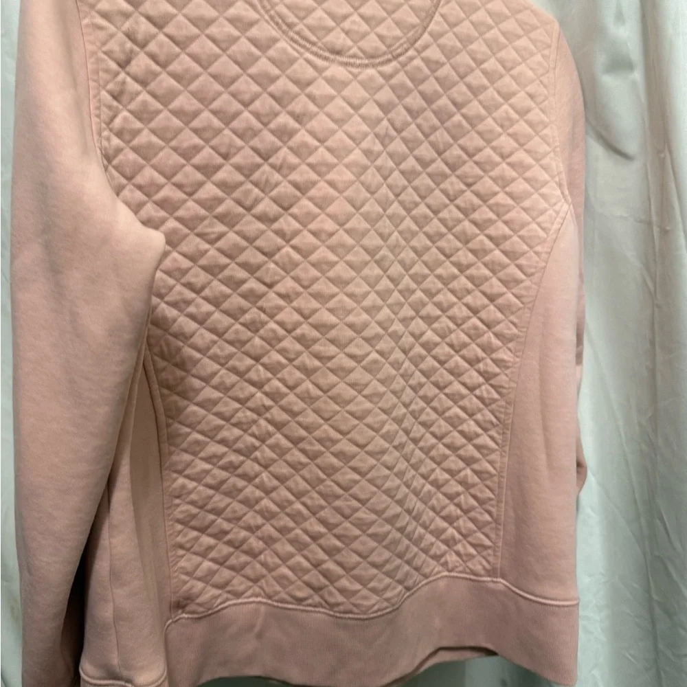 LLBean Quilted Knit Stand Collar Pullover in muted rose size Med Pet NWOT